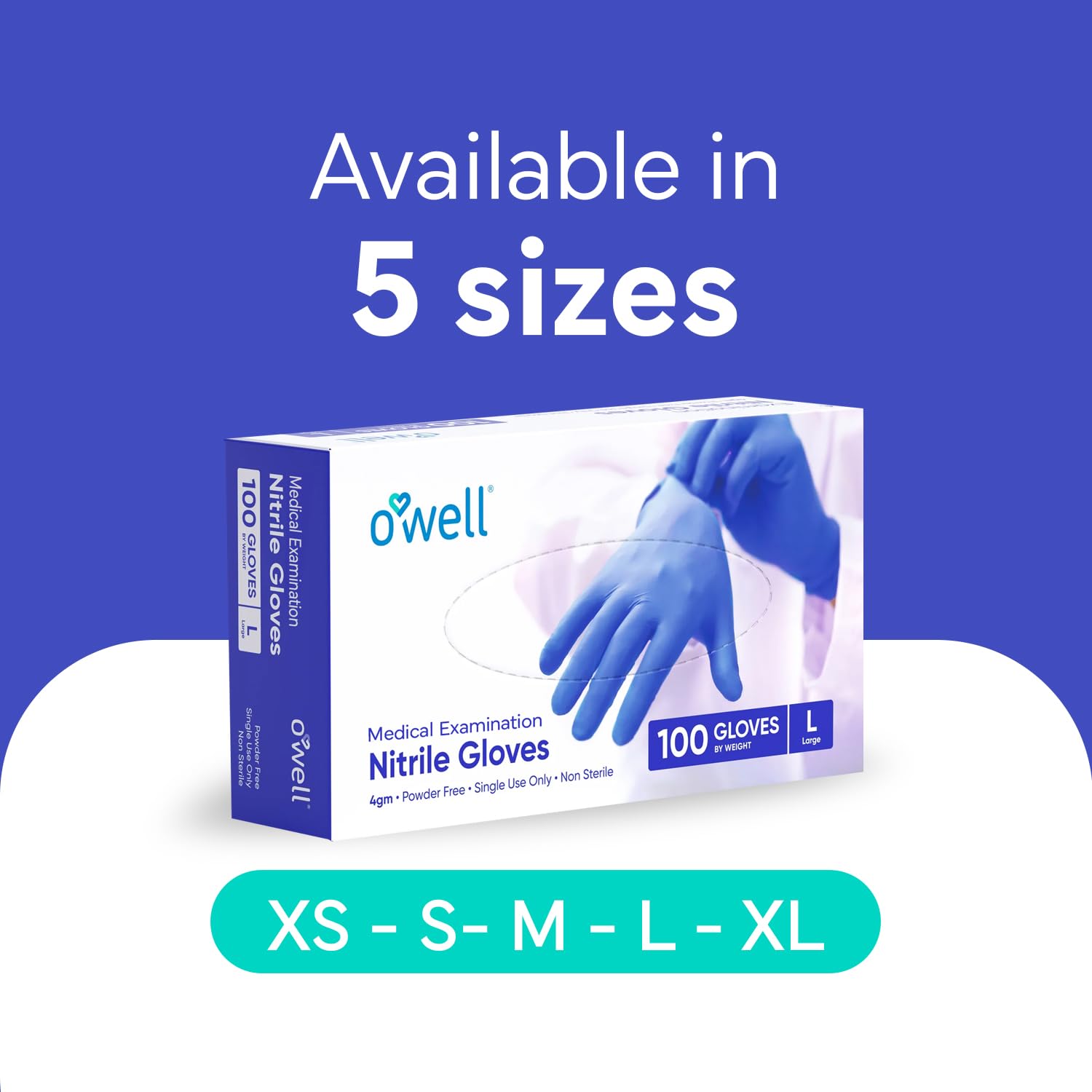 2-stage dispensing OWELL blue nitrile gloves packaging