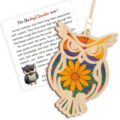 Owl suncatcher ornament with card for teachers