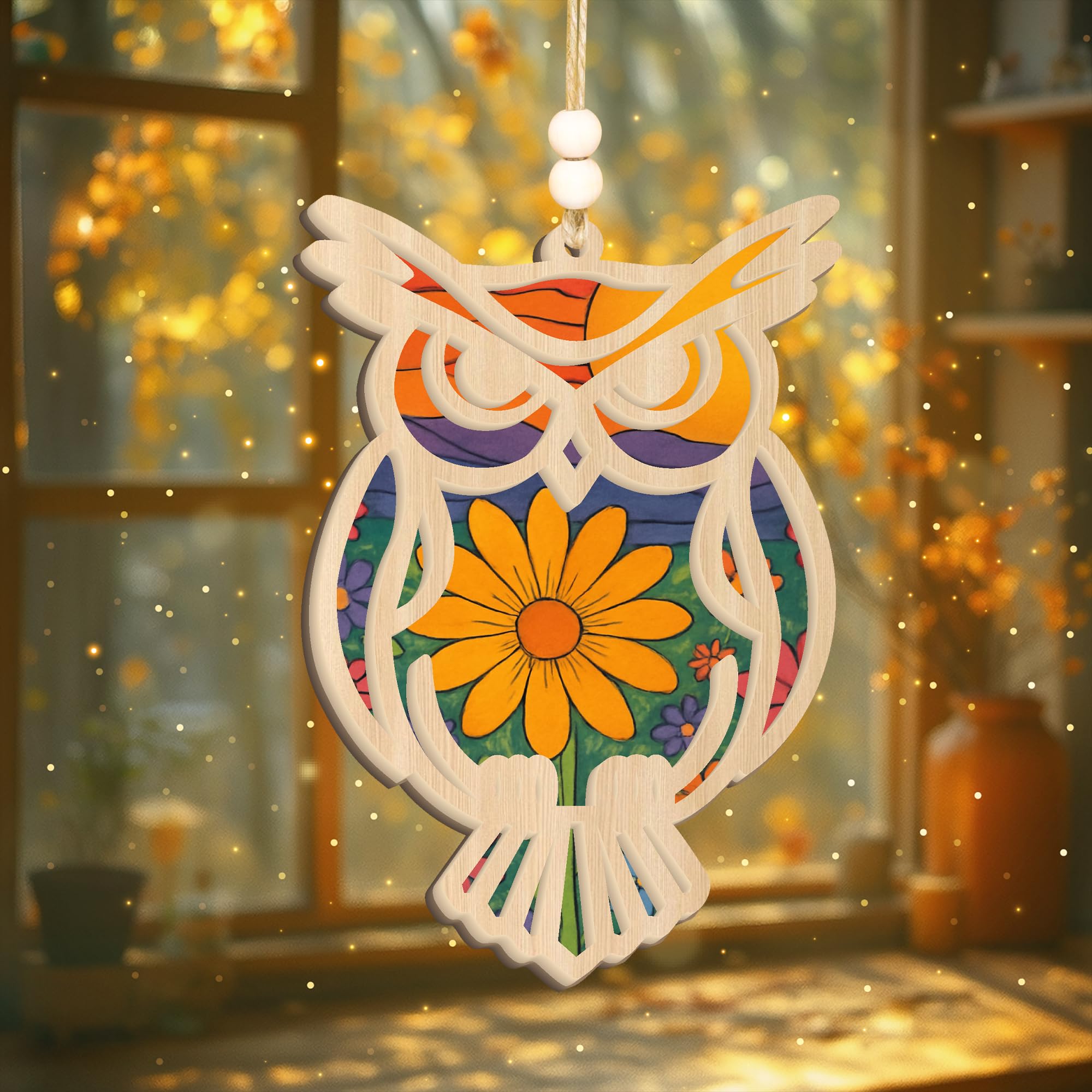 End of year teacher gift owl suncatcher in welcoming package