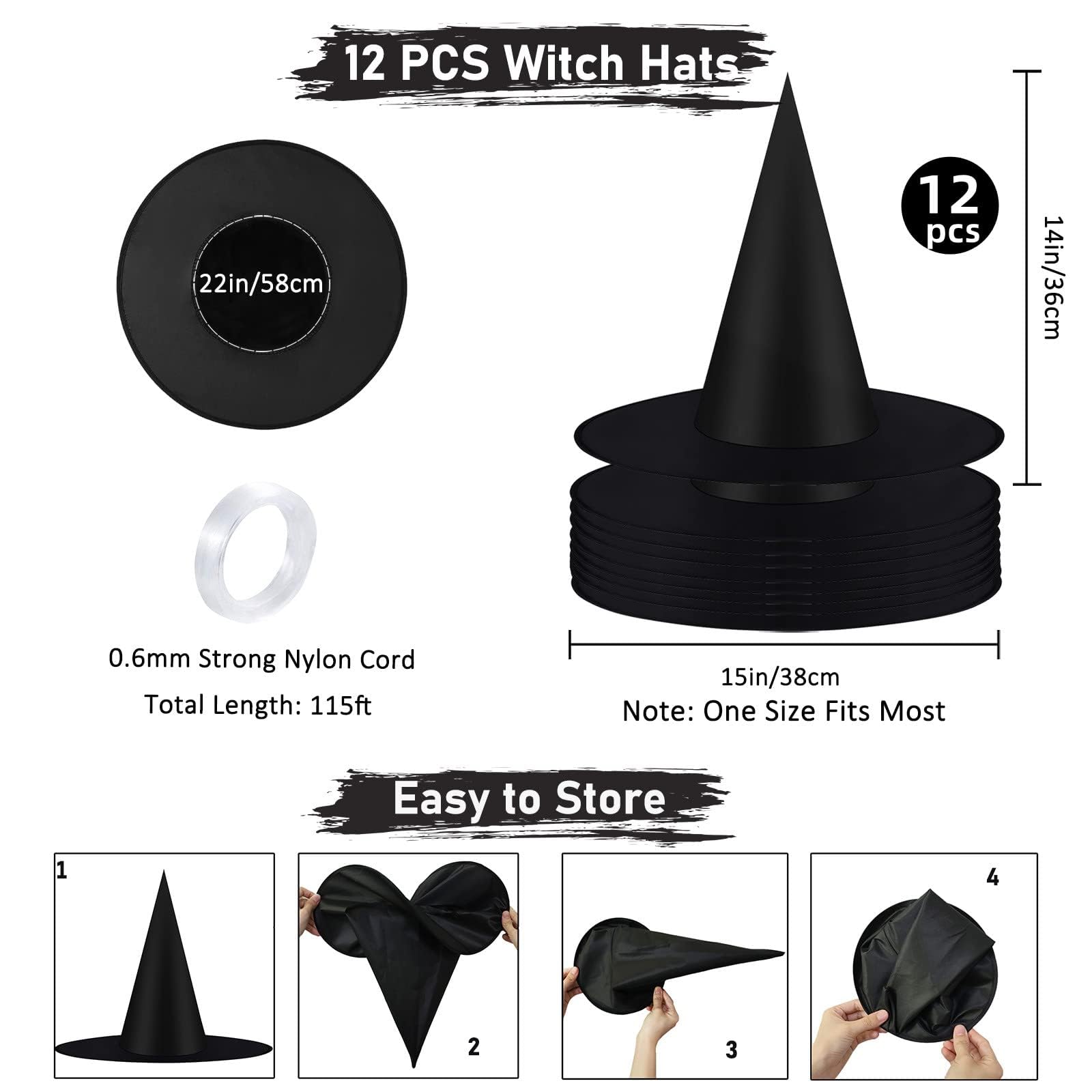 Oxford fabric witch hats durable and weather resistant
