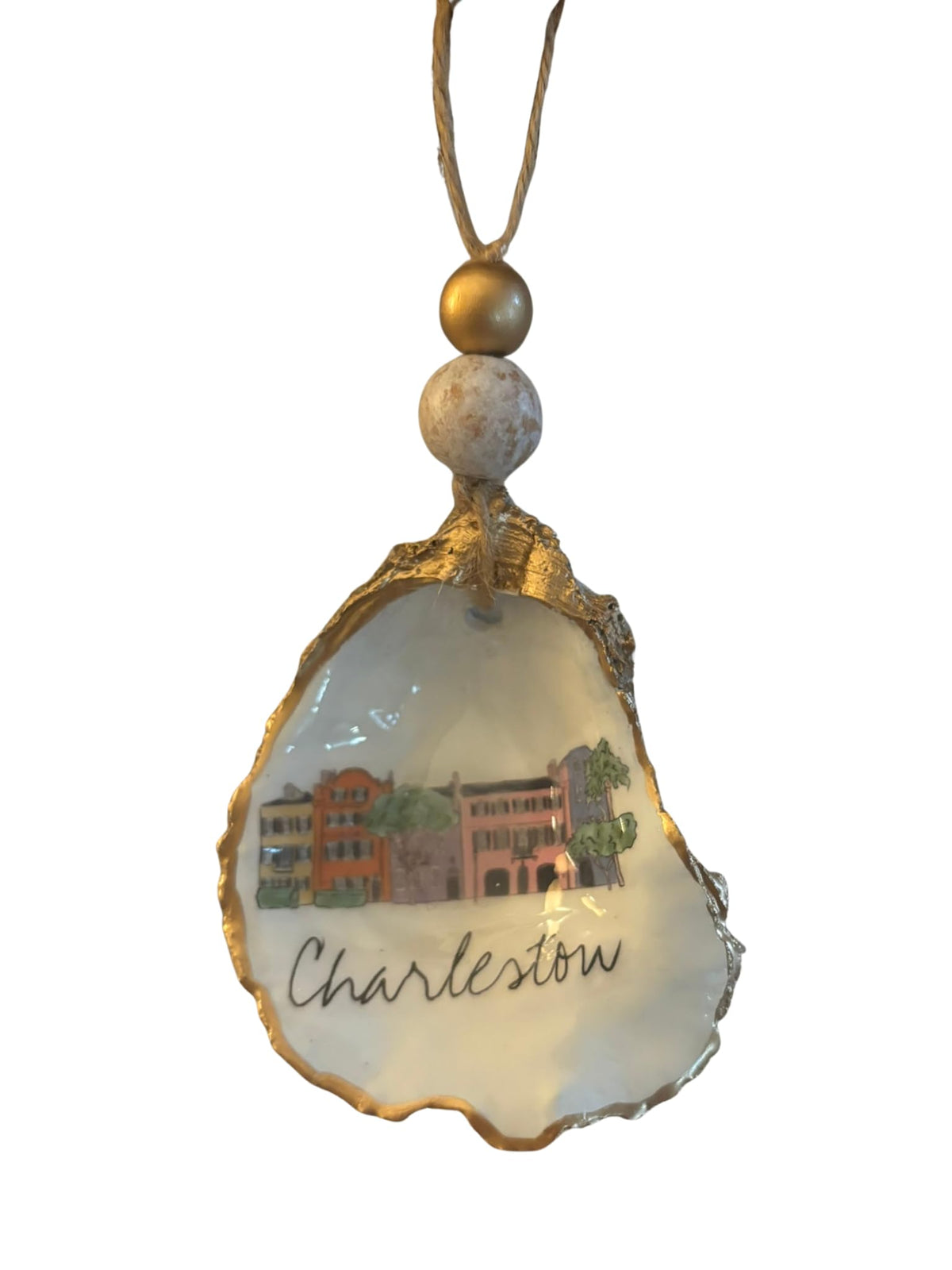 Oyster Ornament Charleston Rainbow Row handmade decoupage oyster shell size 3-4 inches