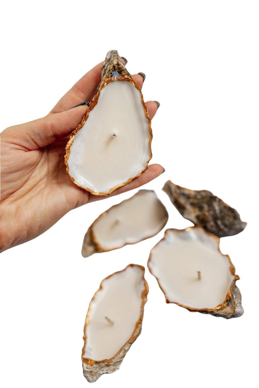Eco friendly soy wax oyster shell candle ideal for weddings