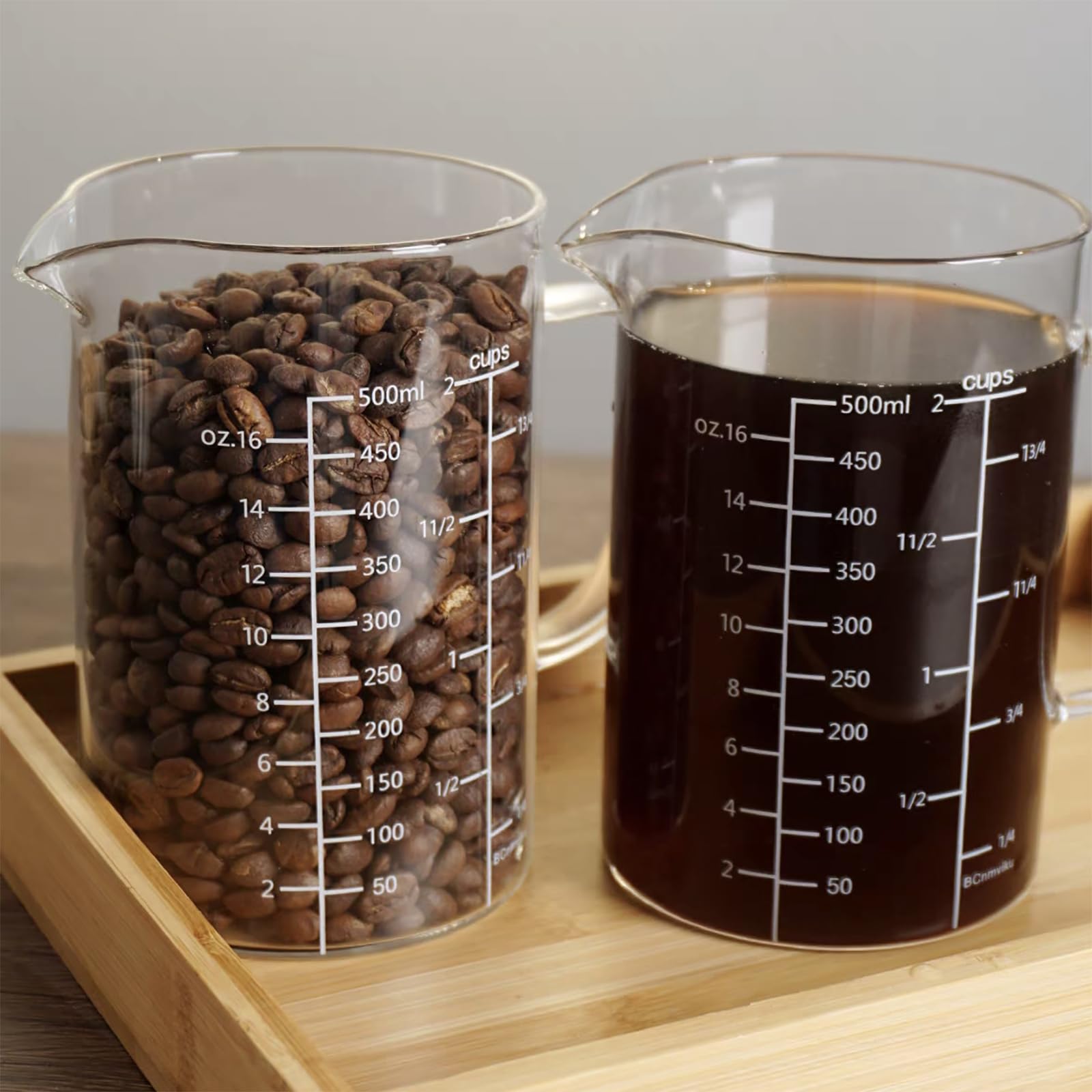 Clear accurate scales on glass measuring cup