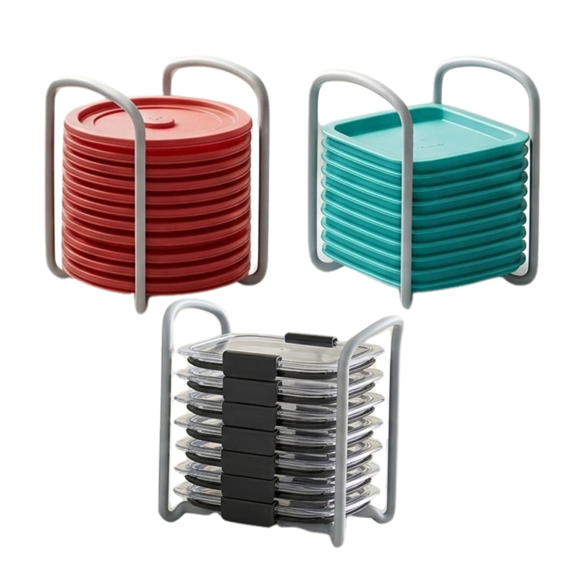 ozcoaa lid organizer 3-Pack in grey plastic