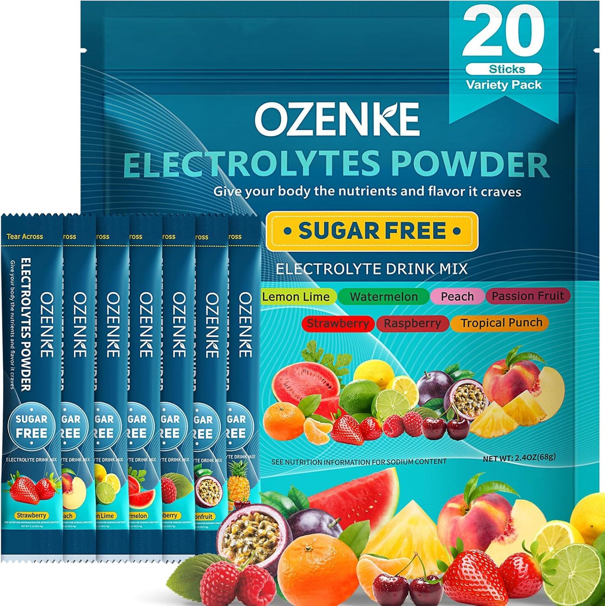 OZENKE electrolytes powder packets 20 sticks