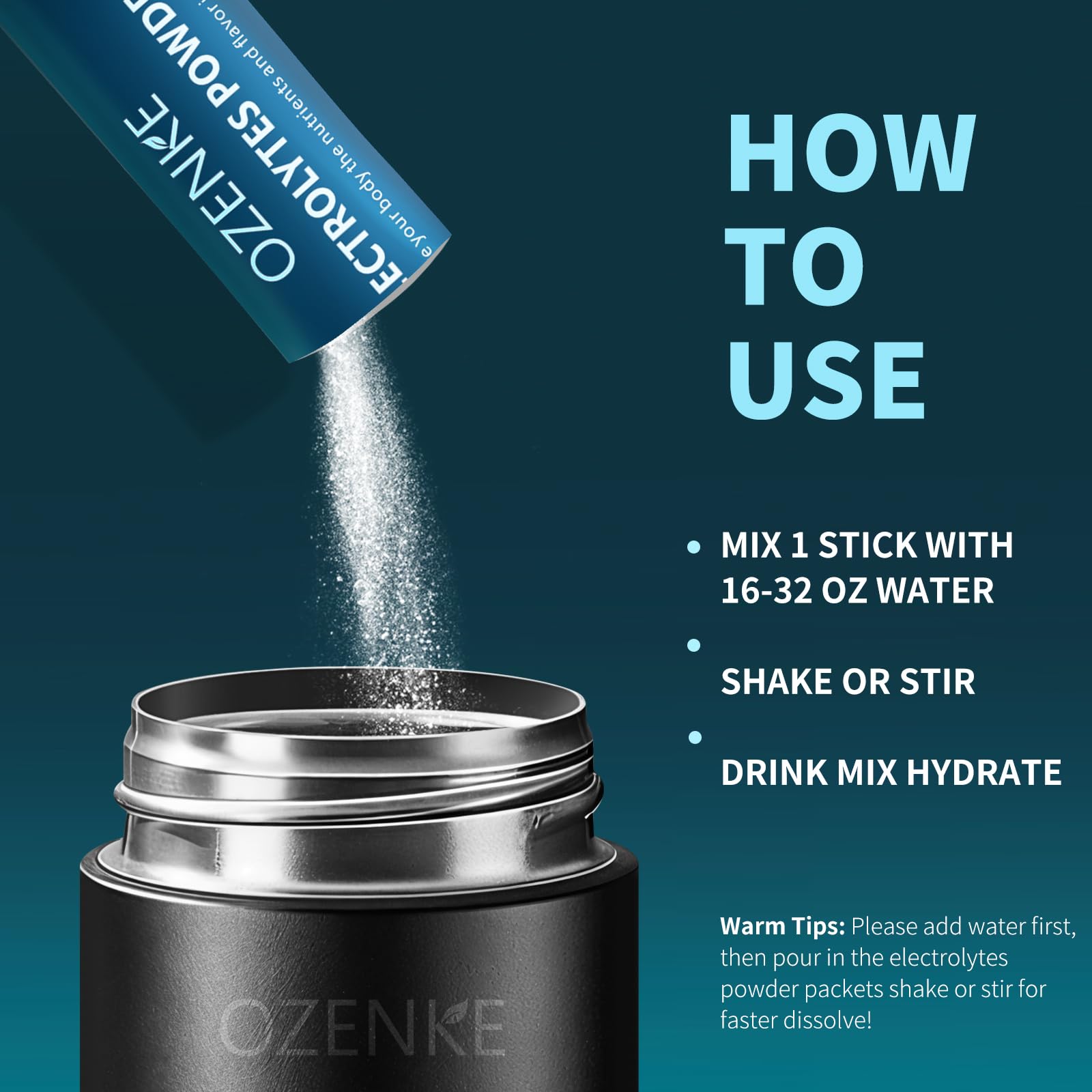 Packaged hydration sticks for travel and exercise OZENKE