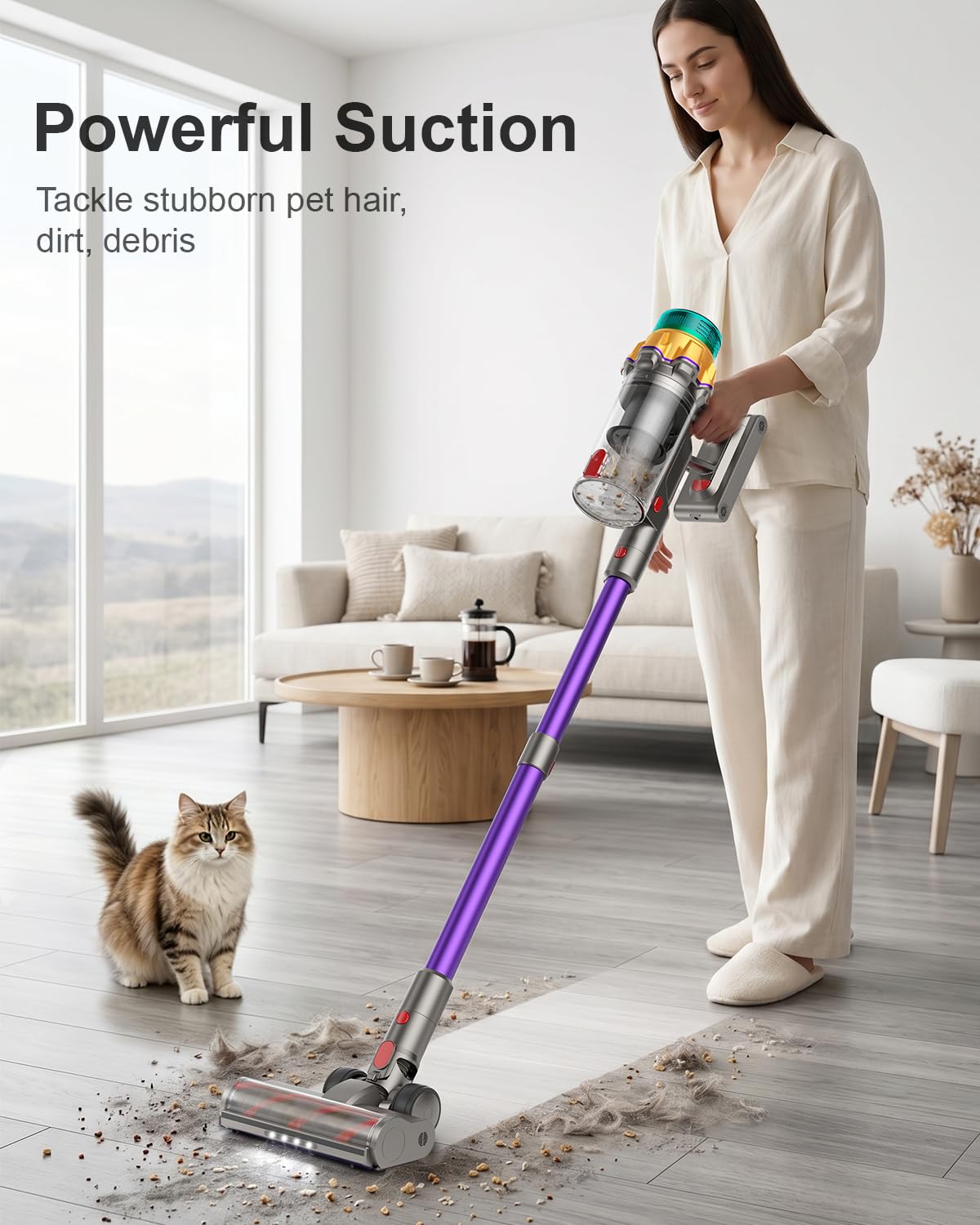 P11 cordless vacuum with 650W motor and 4 power modes