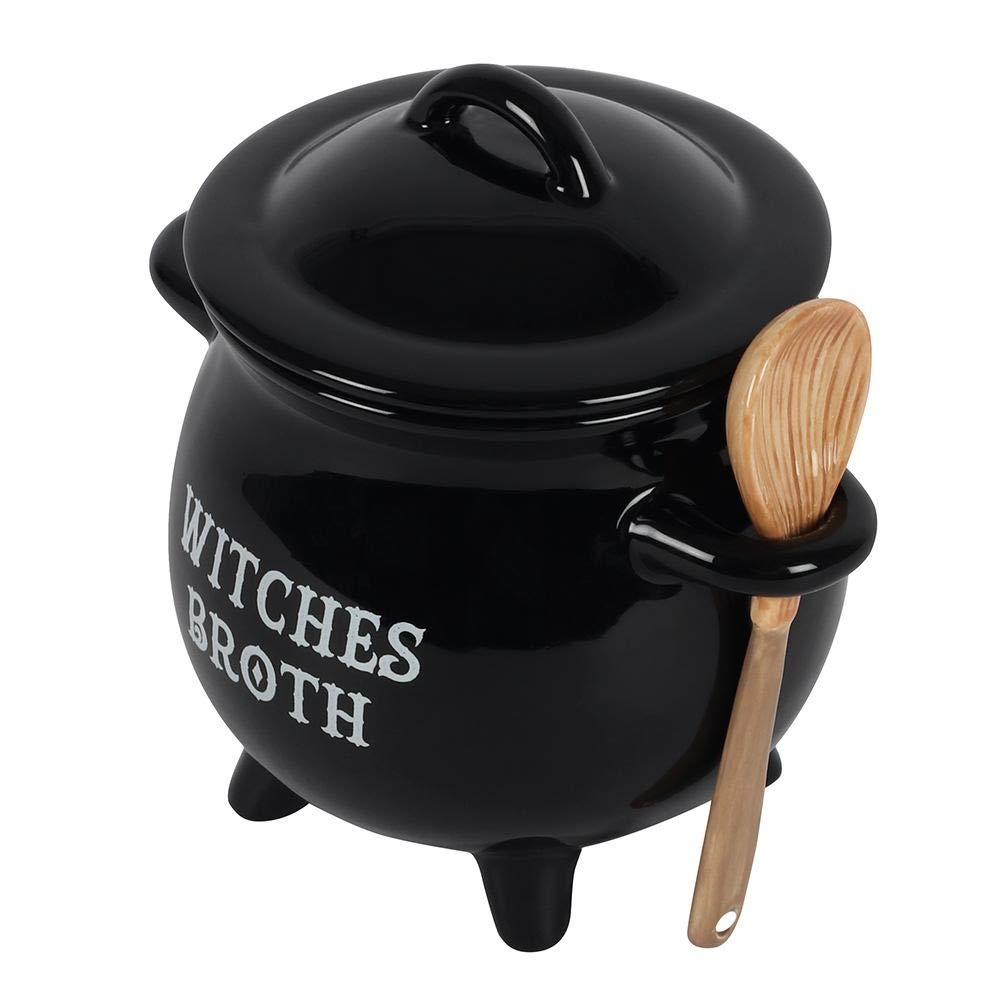 Removable lid and broom spoon included with cauldron bowl