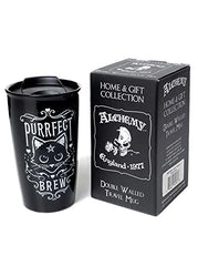 Pacific Giftware Purrfect Brew Cat travel mug ceramic double wall with sippy lid