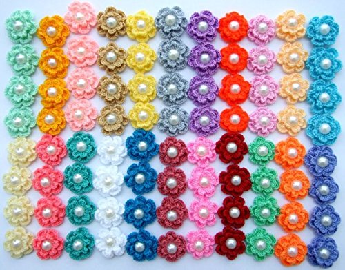 Pack of 20 crochet flowers size 1 inch