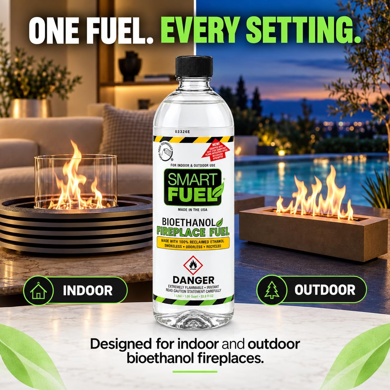 Pack of 3 bioethanol bottles