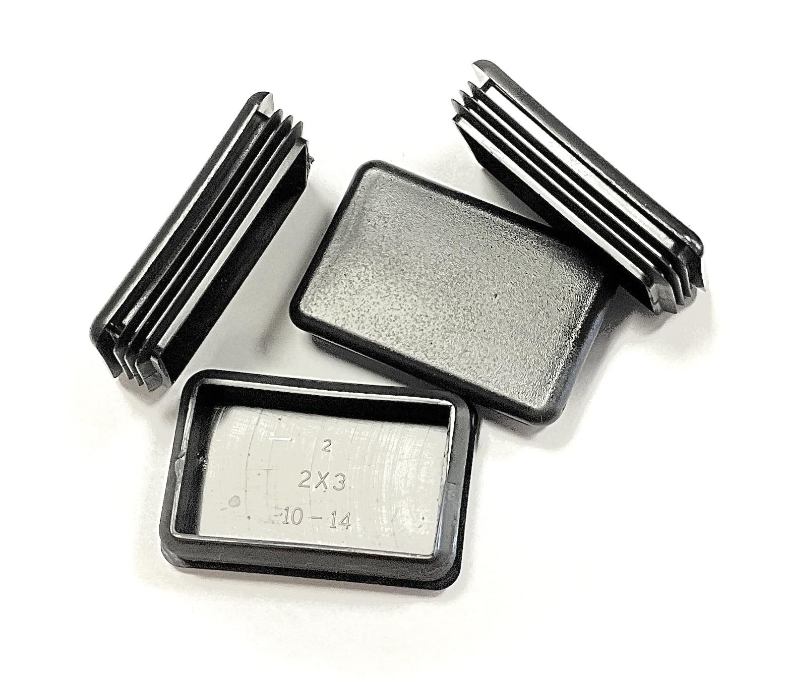 Rectangular tubing end cap plug in black