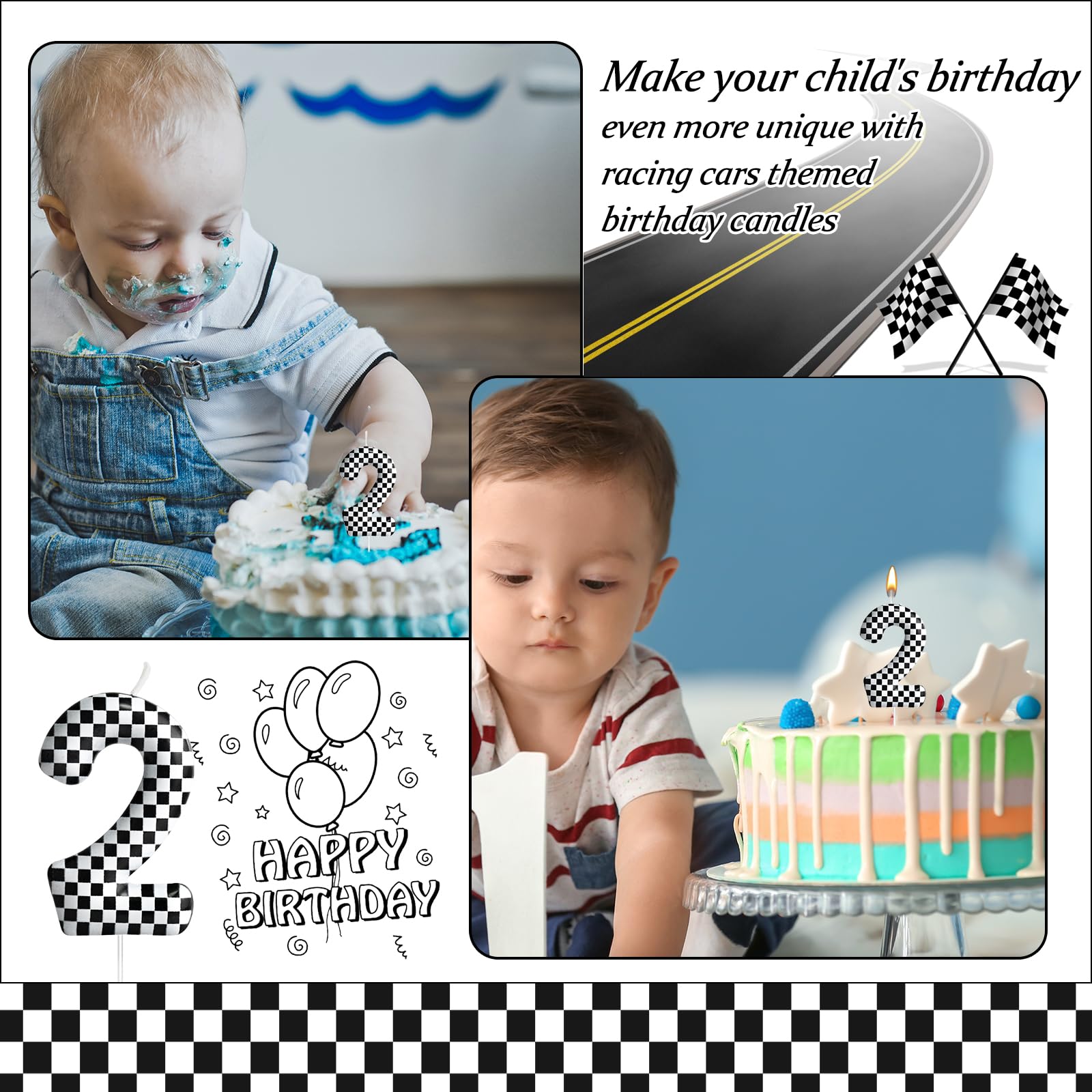 Birthday cake topper number 2 for racing theme