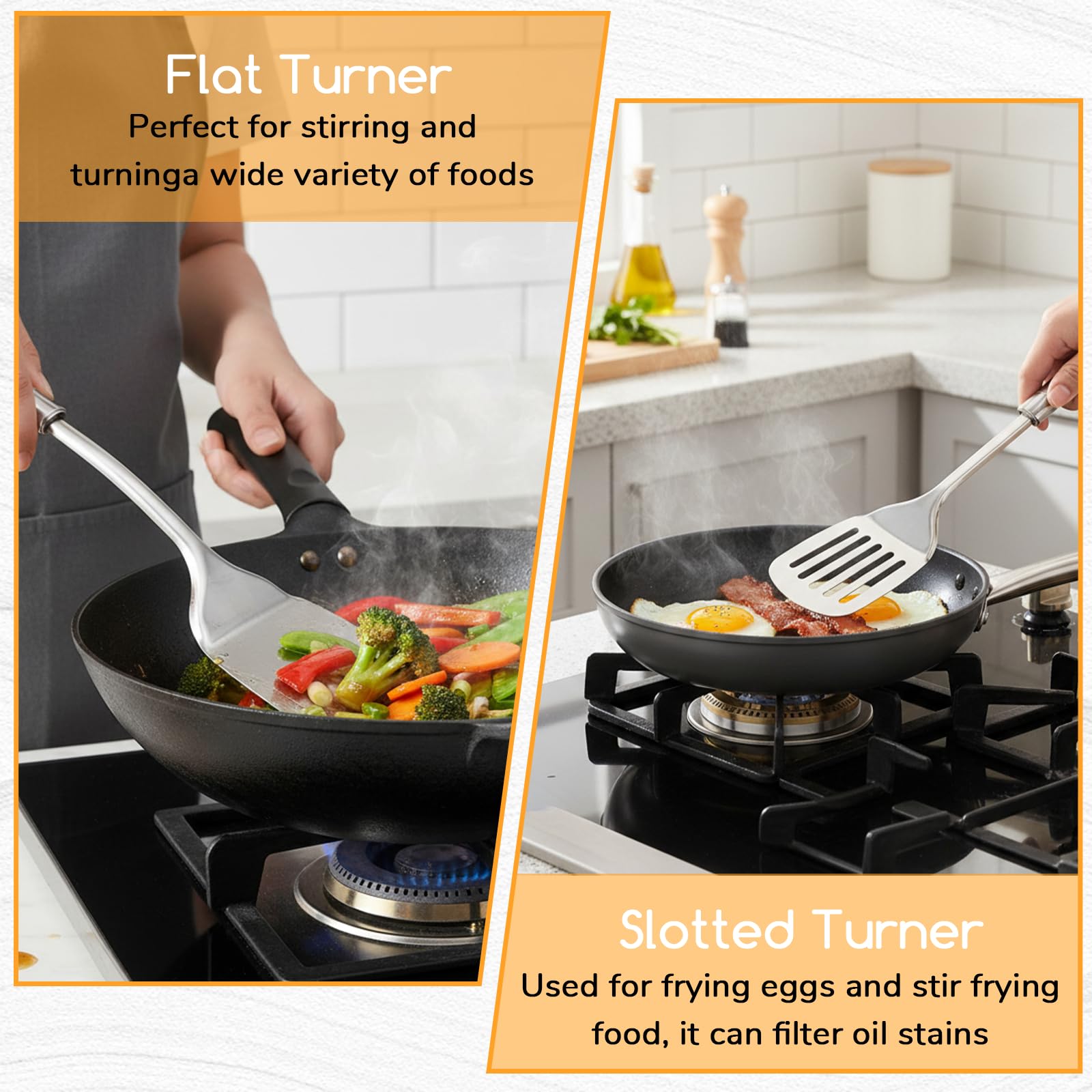 2Pcs metal spatulas for kitchen use in silver