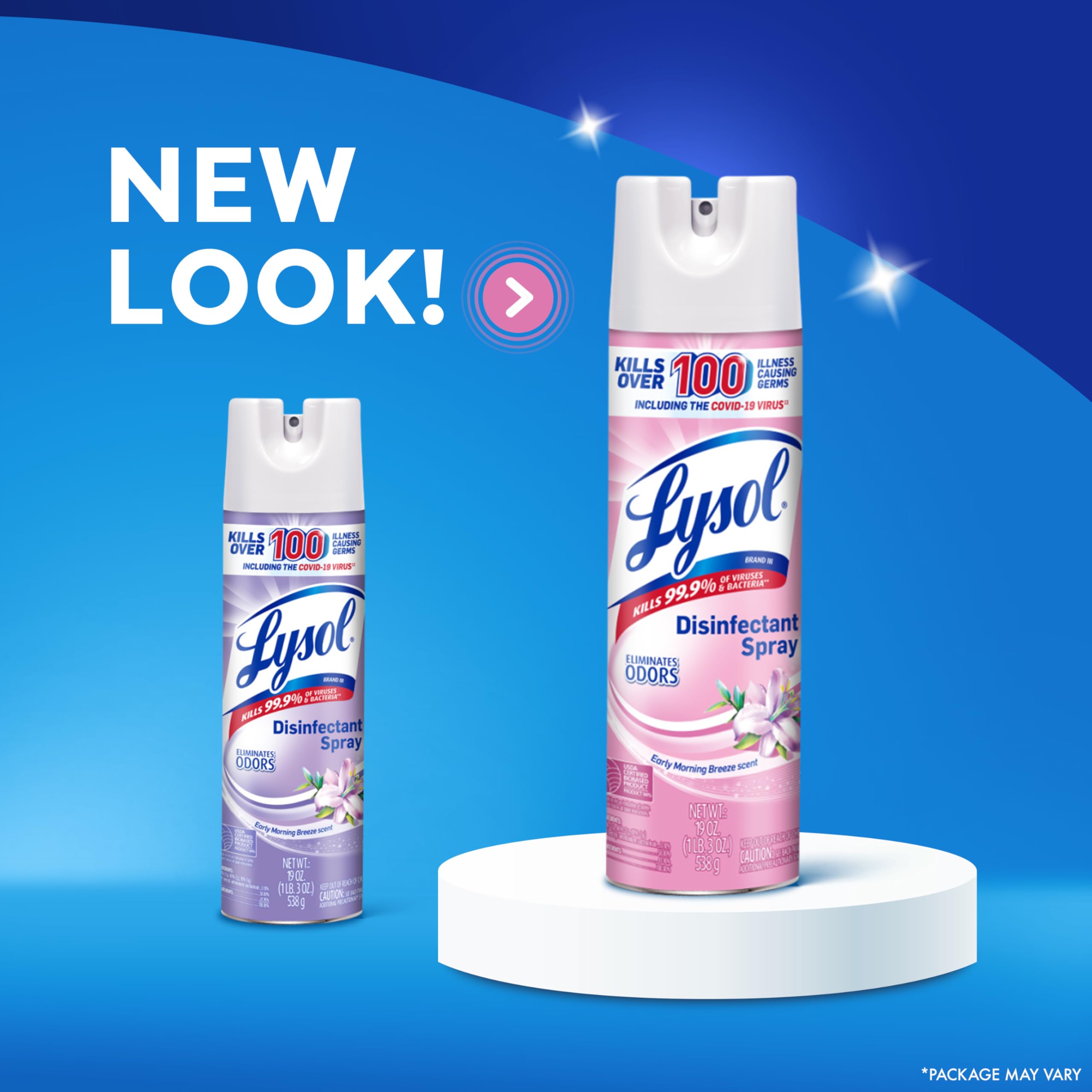 Lysol label highlighting 99.9% virus and bacteria claim