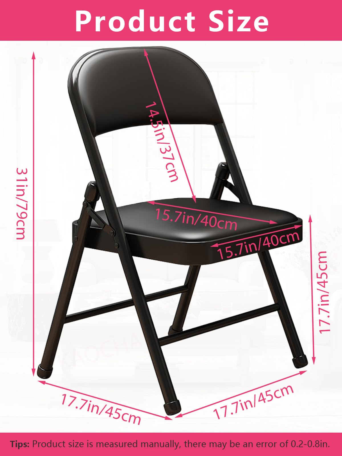 folding chair showing padded seat and backrest for comfort