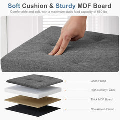 90L capacity storage ottoman for bedding and pillows