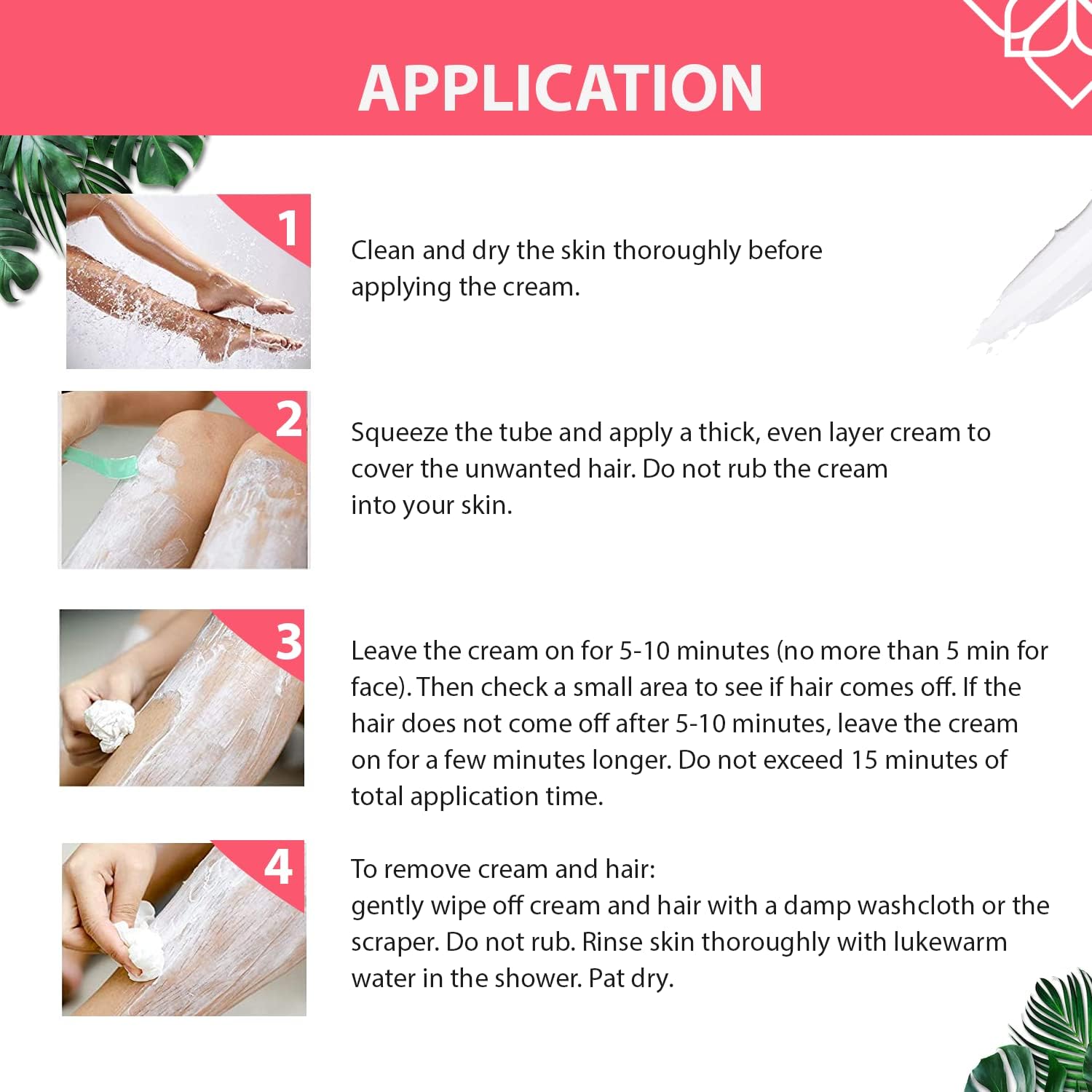Painless depilatory cream for legs arms and chest