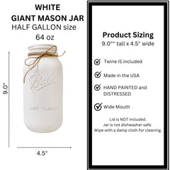9.0 inches tall by 4.5 inches wide mason jar decor