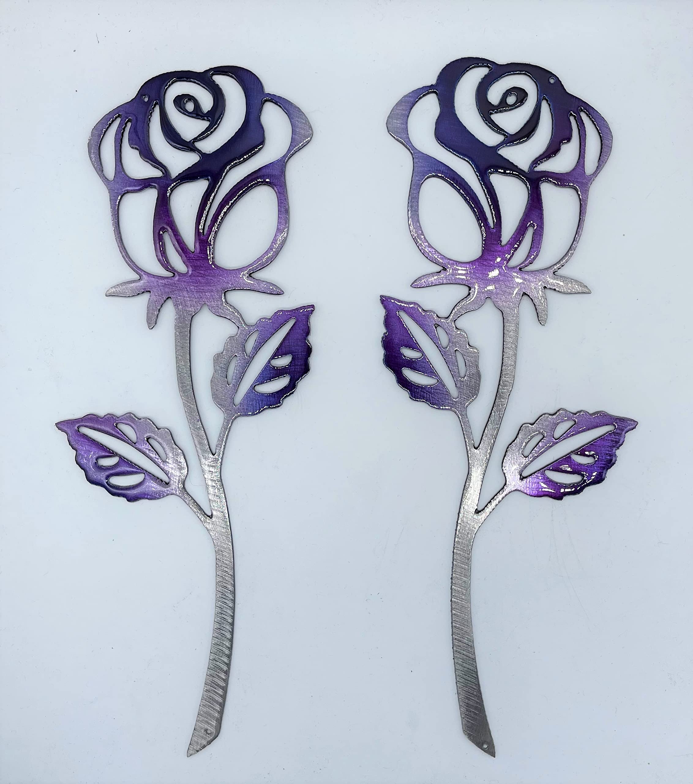 Pair of Roses wall art 12x5 inches Midnight Violet finish