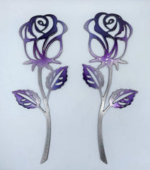 Pair of Roses wall art 12x5 inches Midnight Violet finish