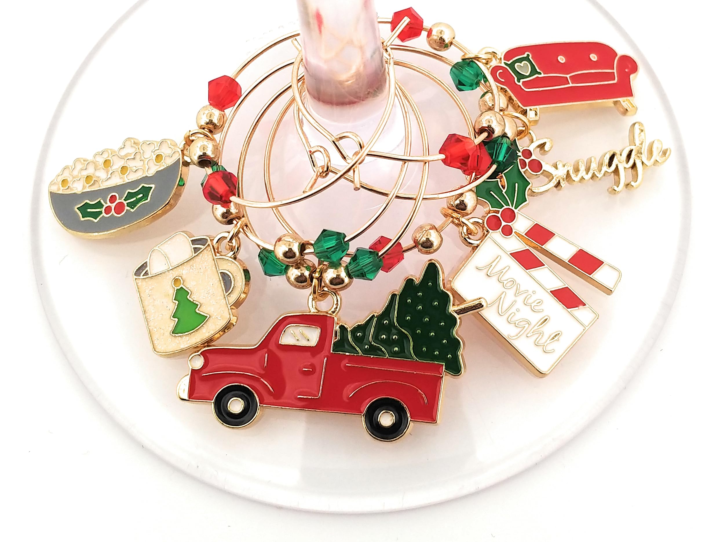 Pajama party wine glass charms for gifting