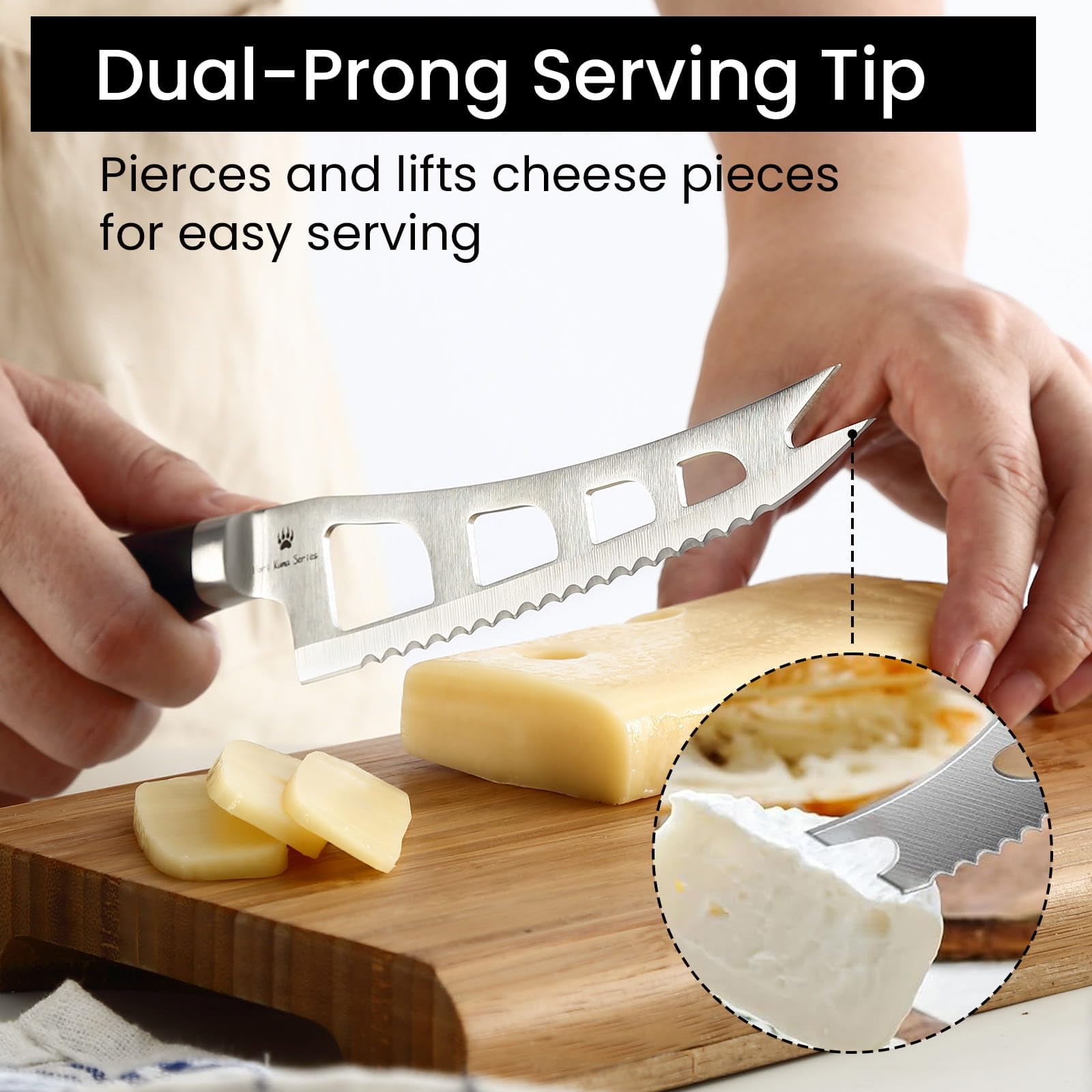 x50crmov15 steel cheese knife serrated blade