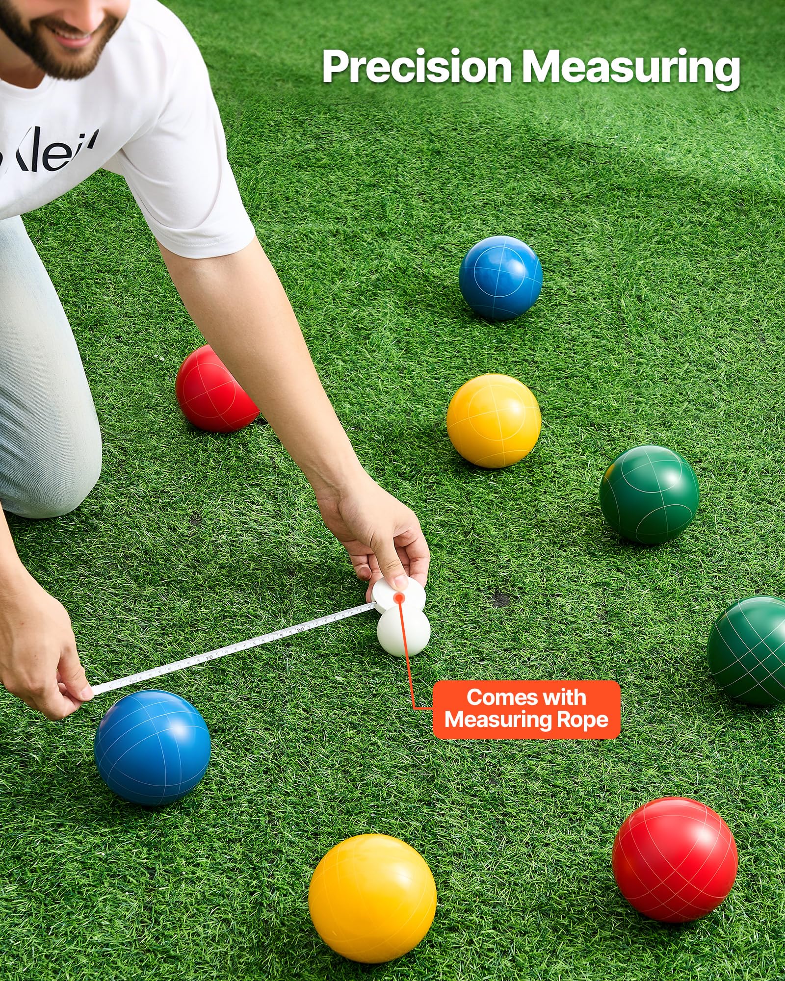 White pallino included with VEVOR Bocce Ball Set