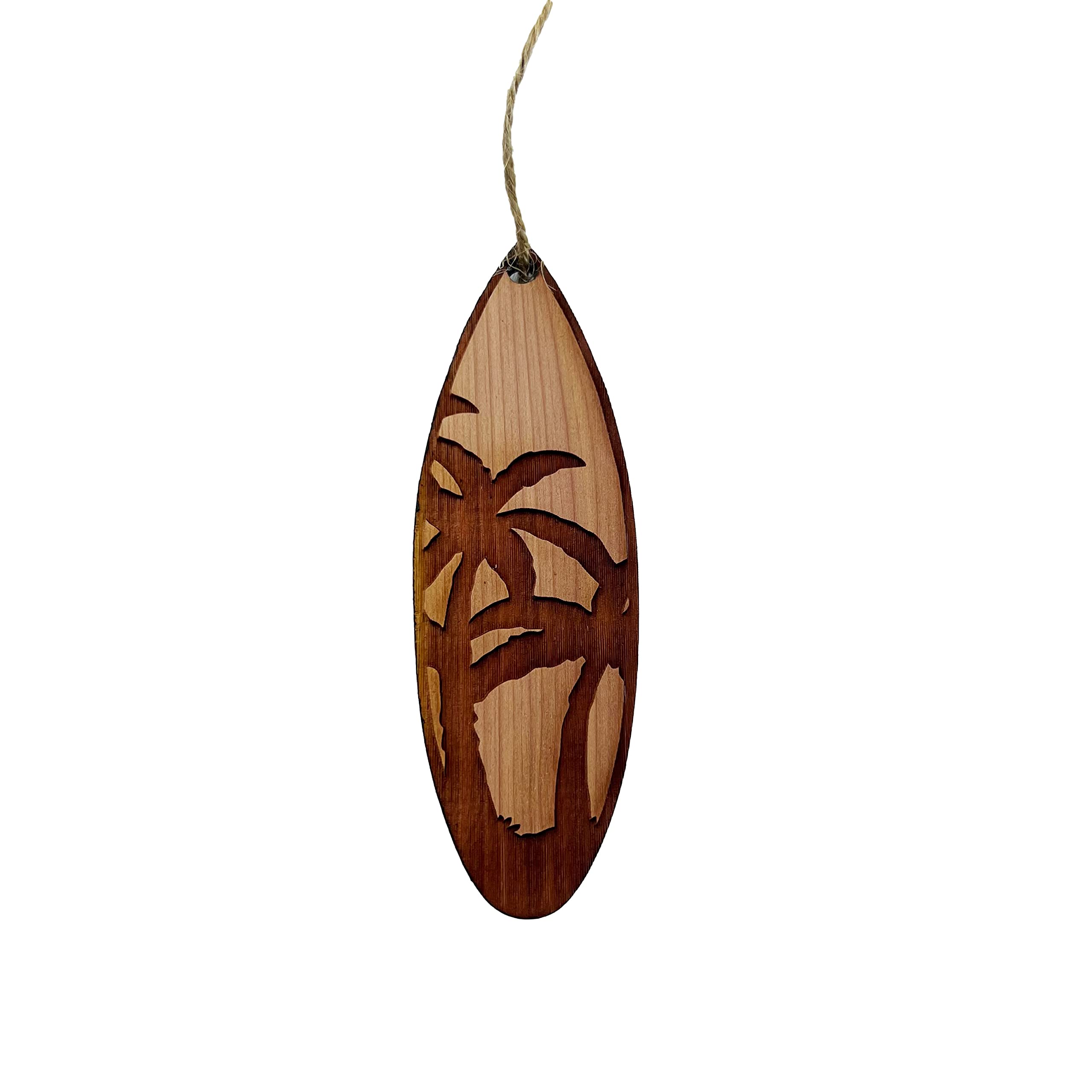 Palm tree surfboard cedar ornament decorative gift idea