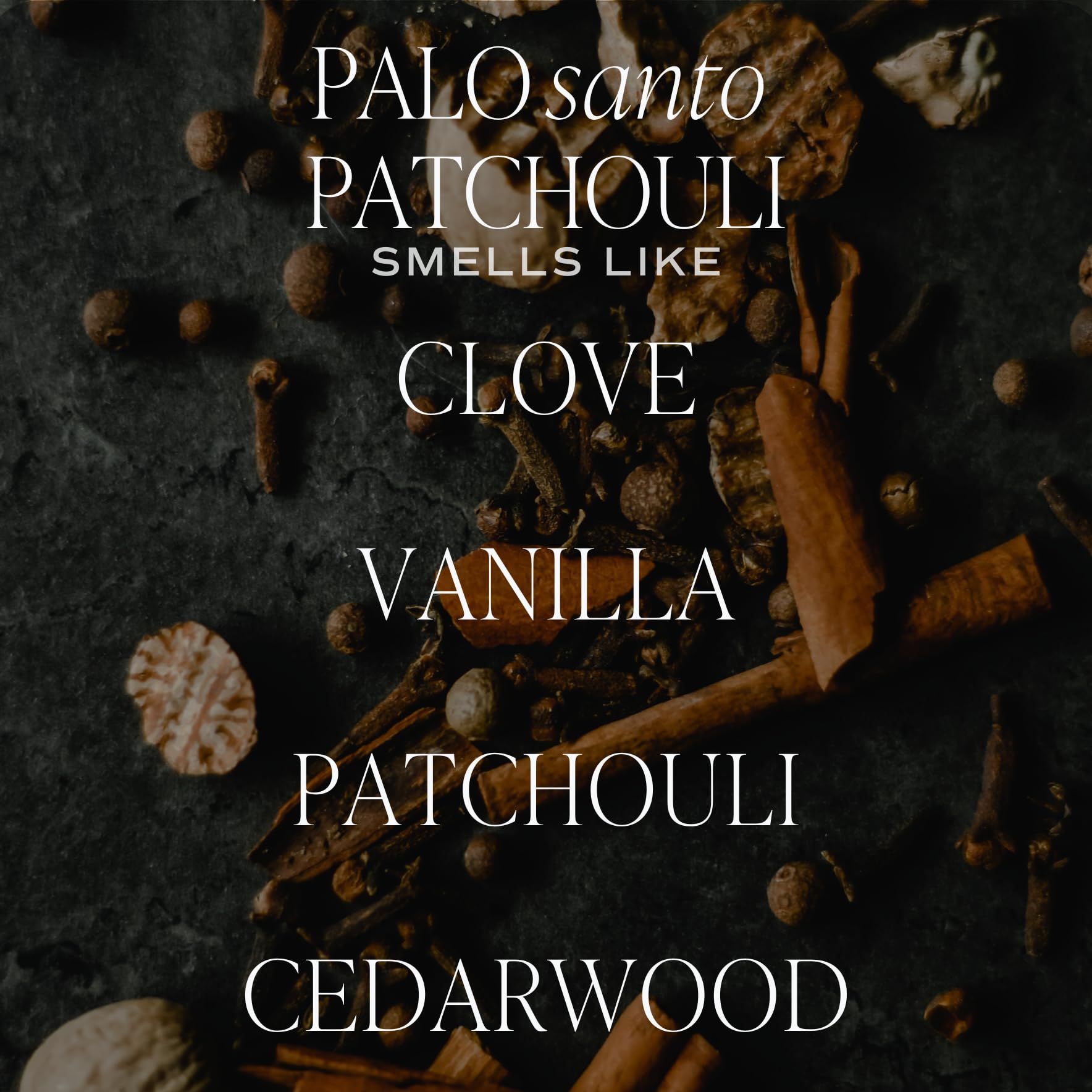 Palo Santo Patchouli Candle 9oz amber glass jar with black lid