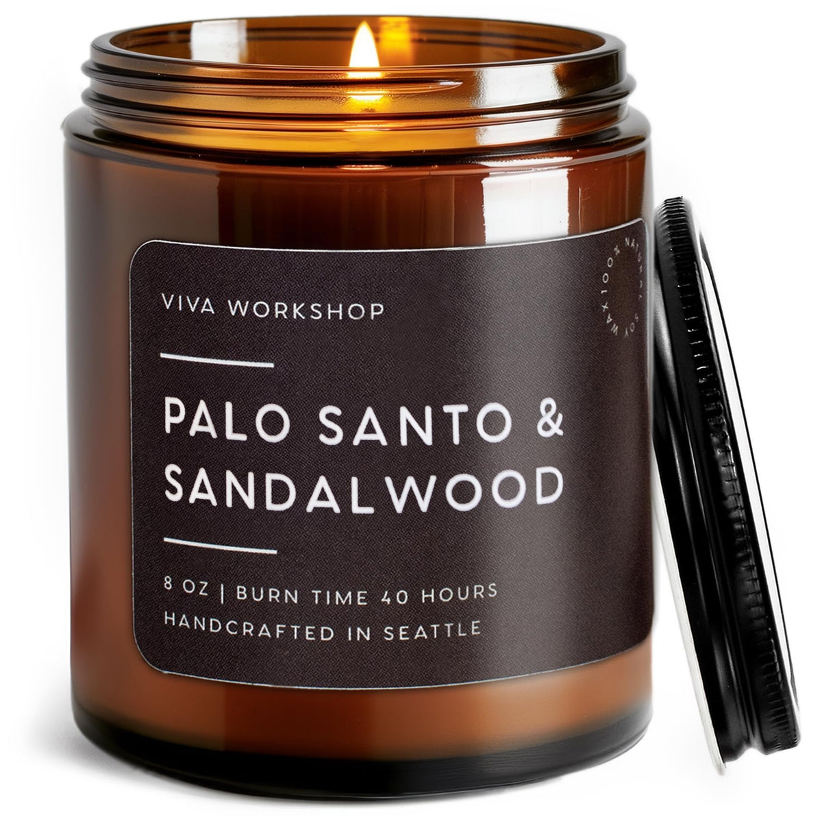 Palo Santo & Sandalwood candle handcrafted in Seattle 8 oz