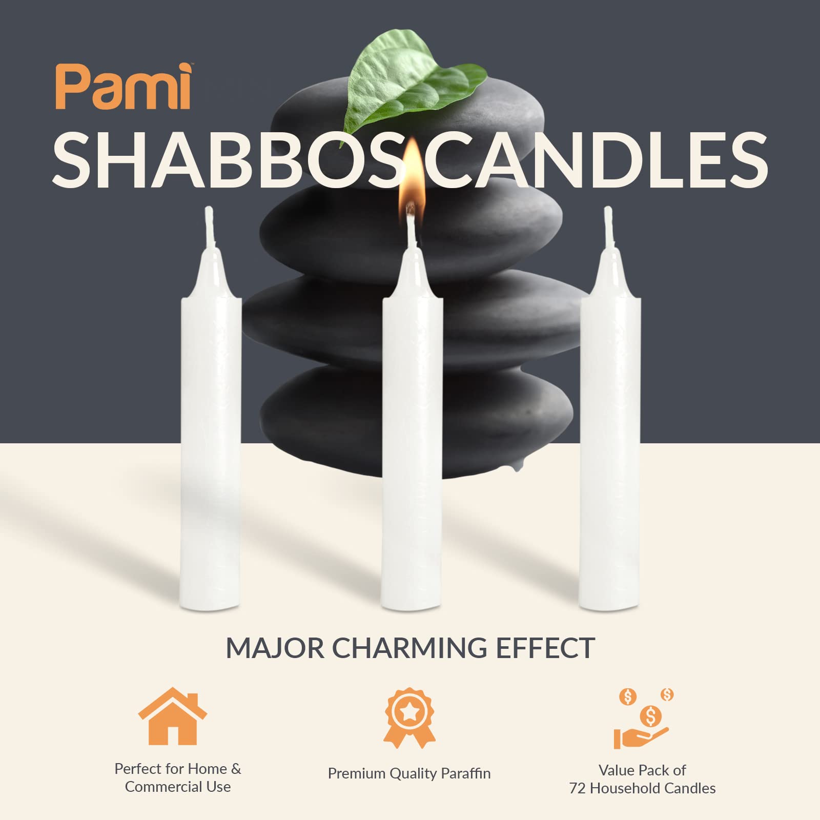 PAMI unscented taper candles for Shabbat