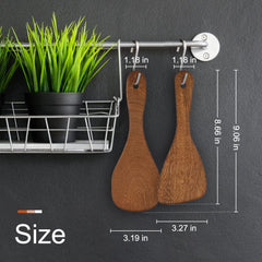 PAMISO rice spoon paddle 8 inch natural wood 2pcs set