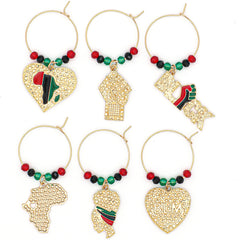 Pan-African flag wine charm attached to wine stem