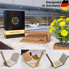 acacia wood tortilla press with stainless steel hinges