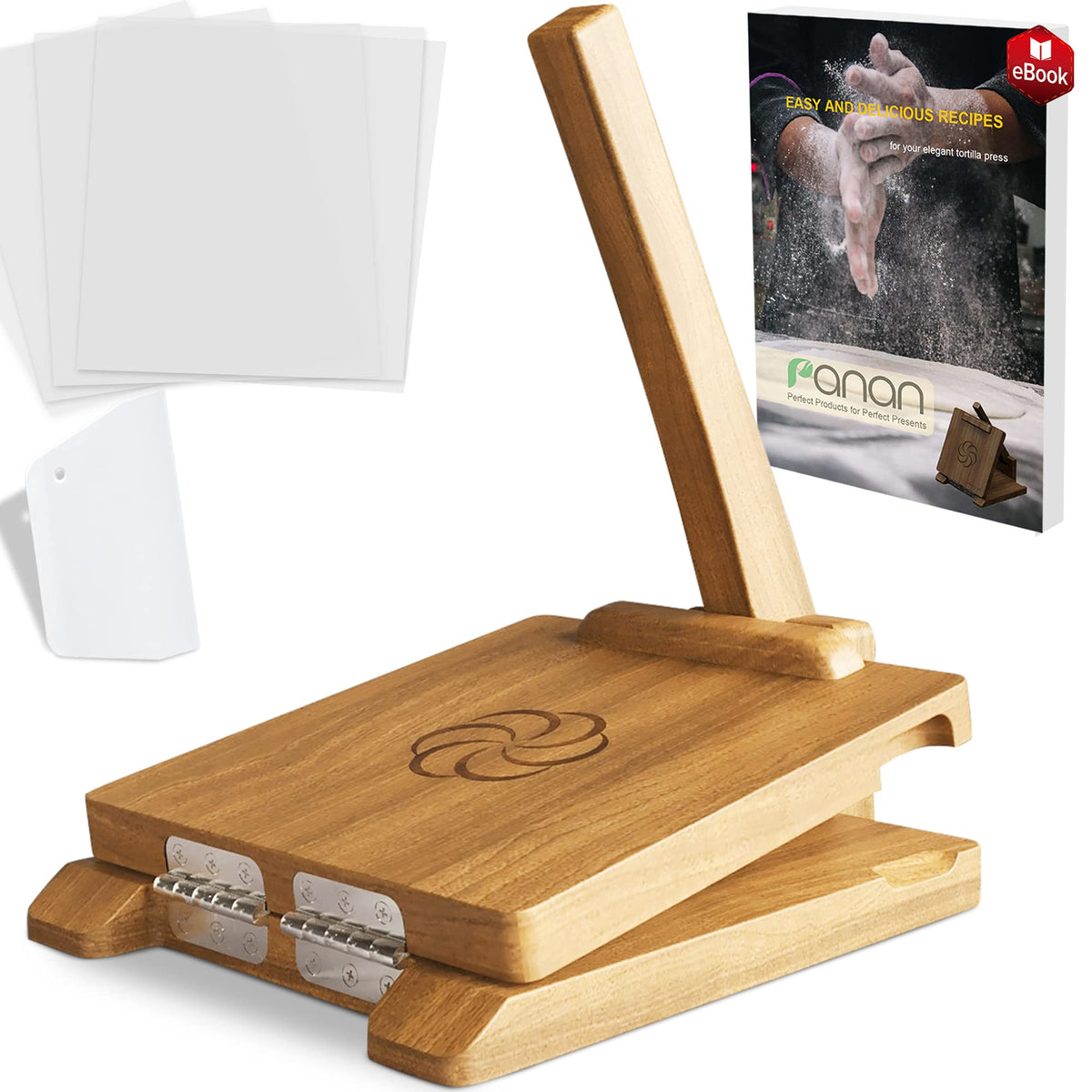 panan wooden tortilla press made of acacia wood