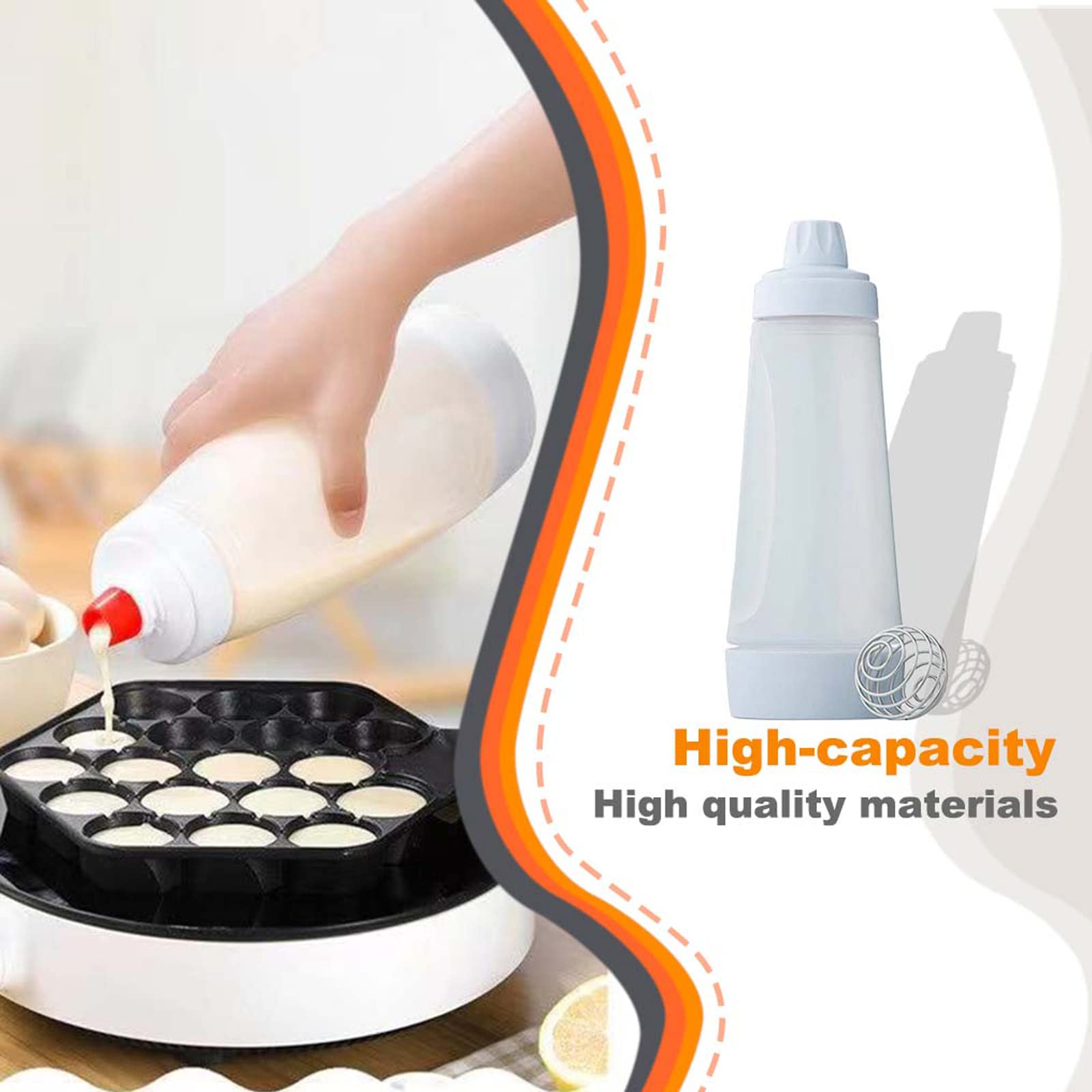 Pancake batter dispenser with BlenderBall and stand base