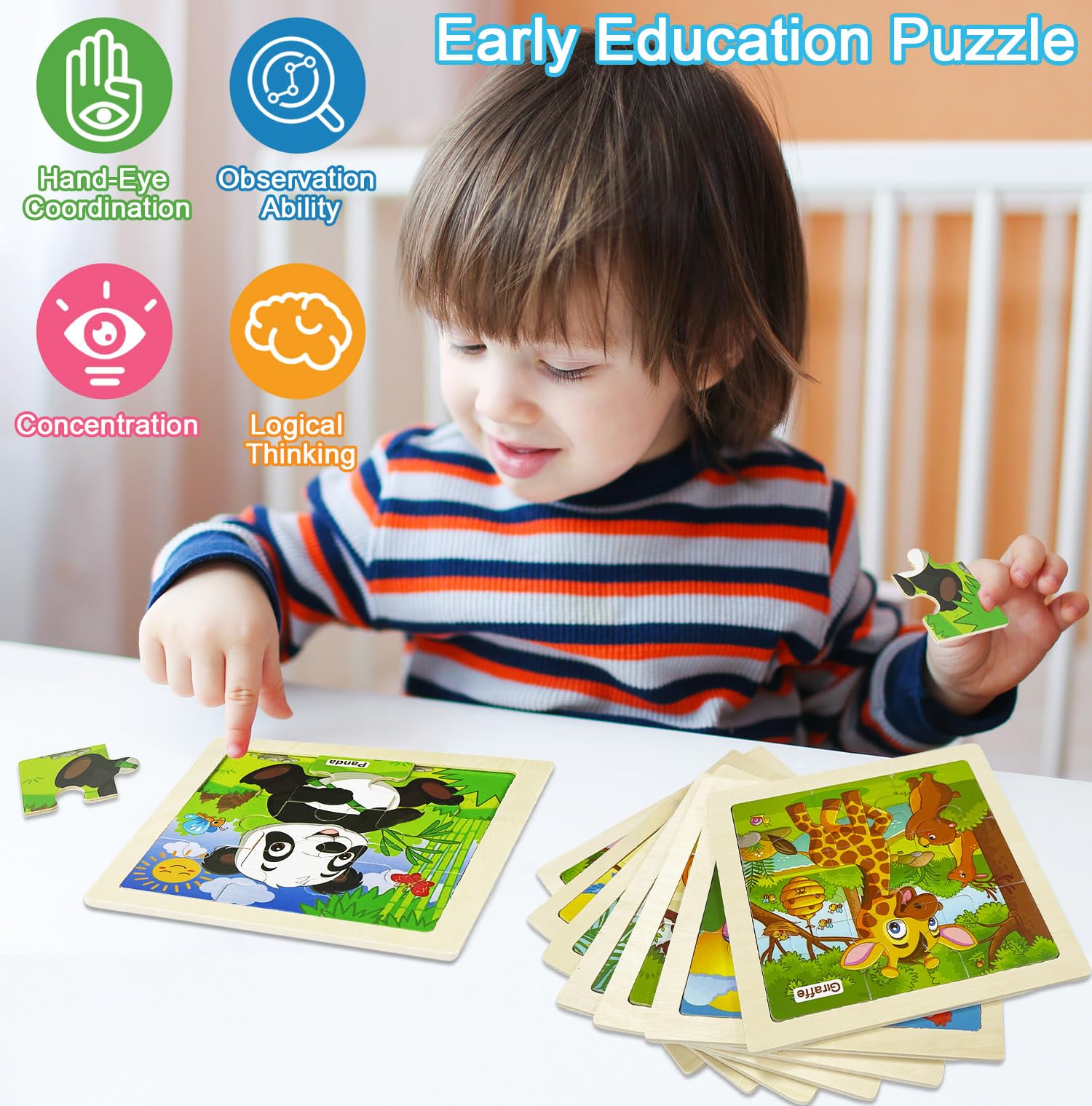 Panda wooden animal puzzle for toddlers