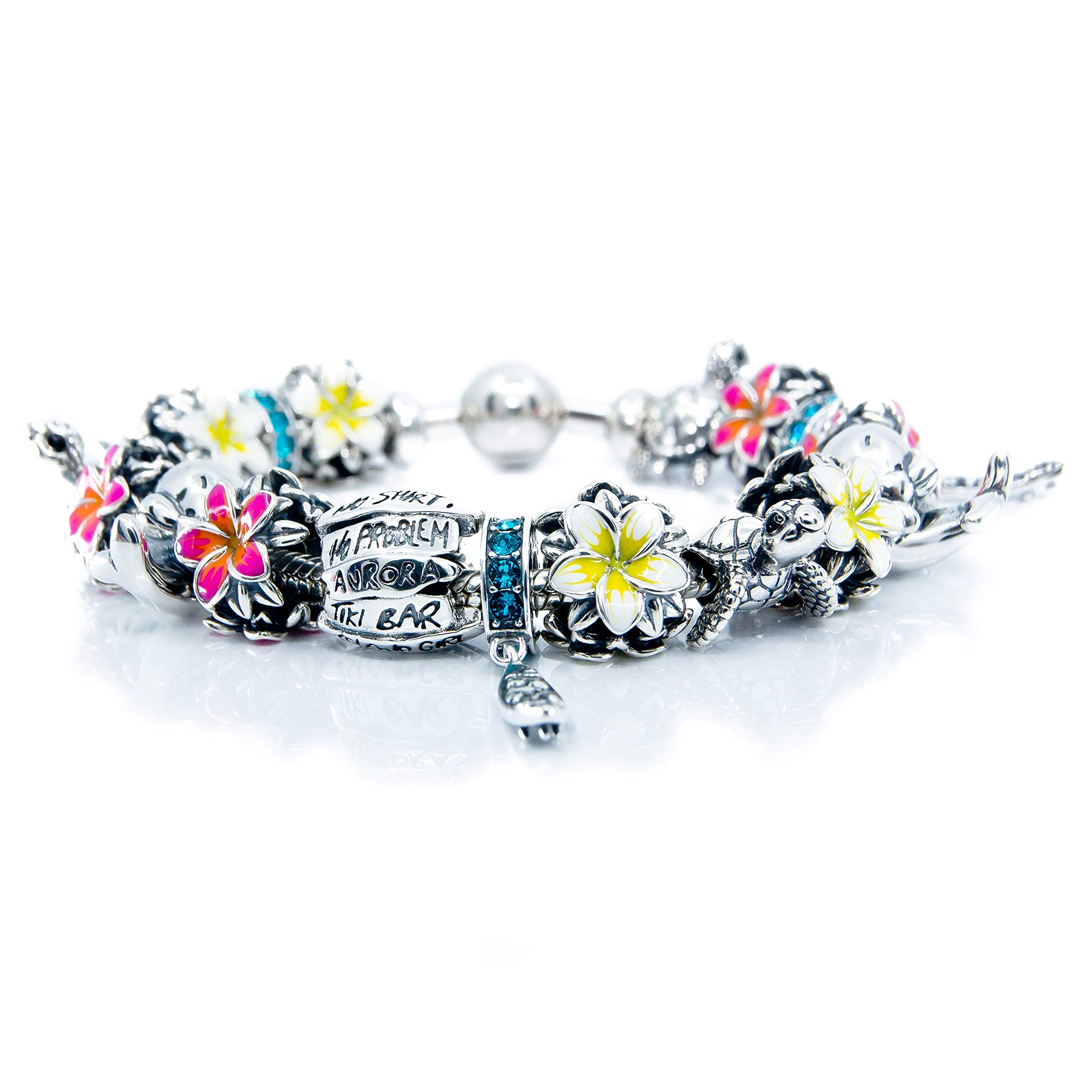 Hawaii tropical Plumeria flower charm bead by Aurora