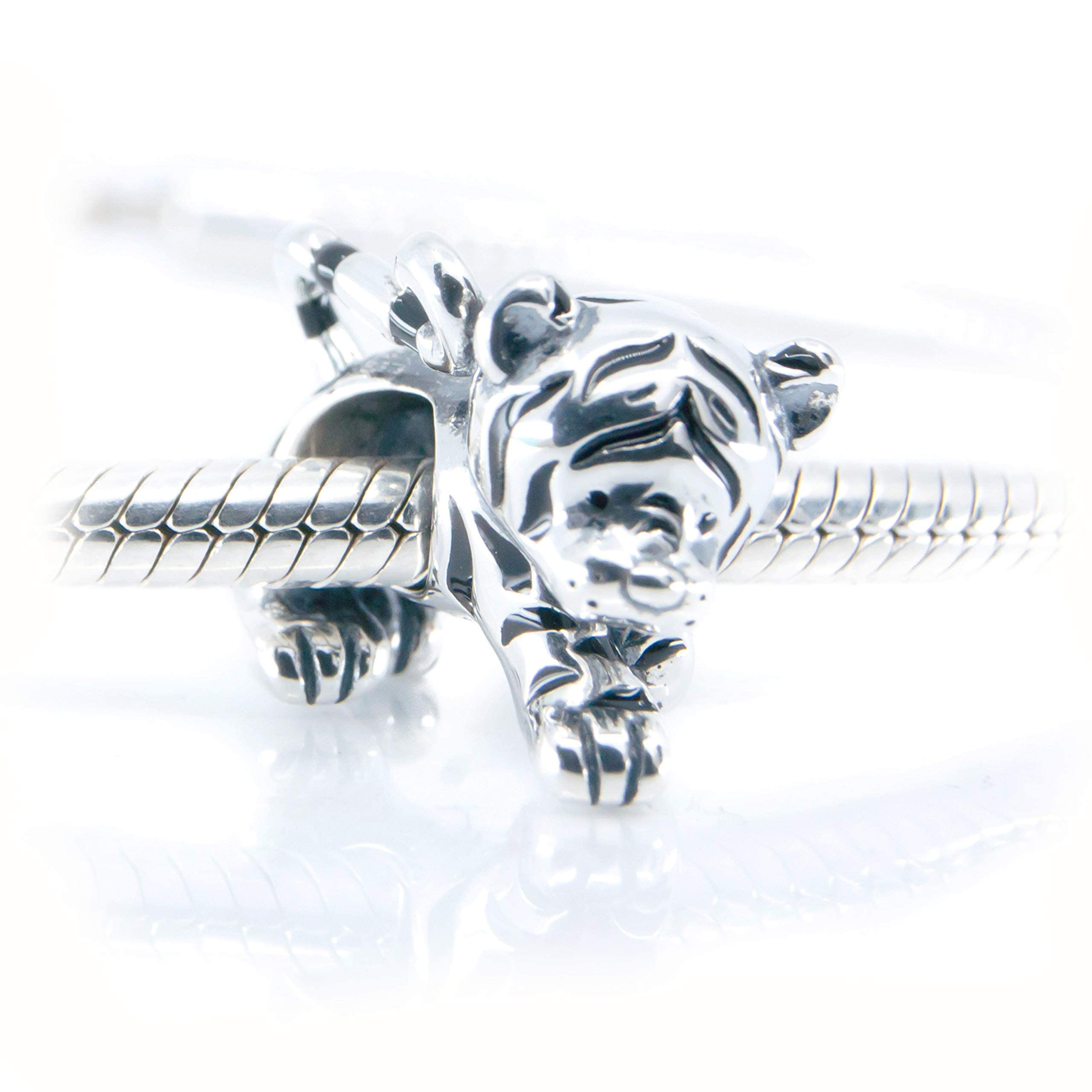 Pandora compatible tiger charm bead with enamel