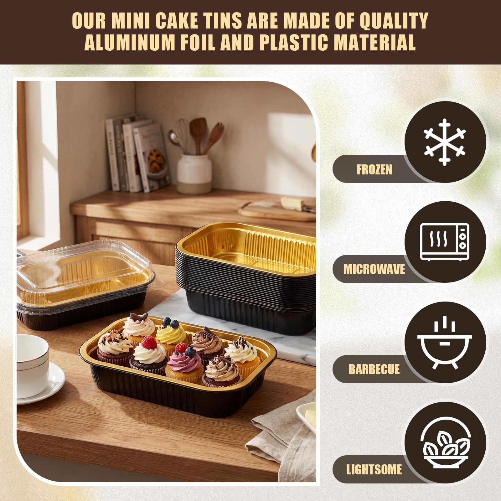 Includes 20 heavy duty pans and 20 PP covers