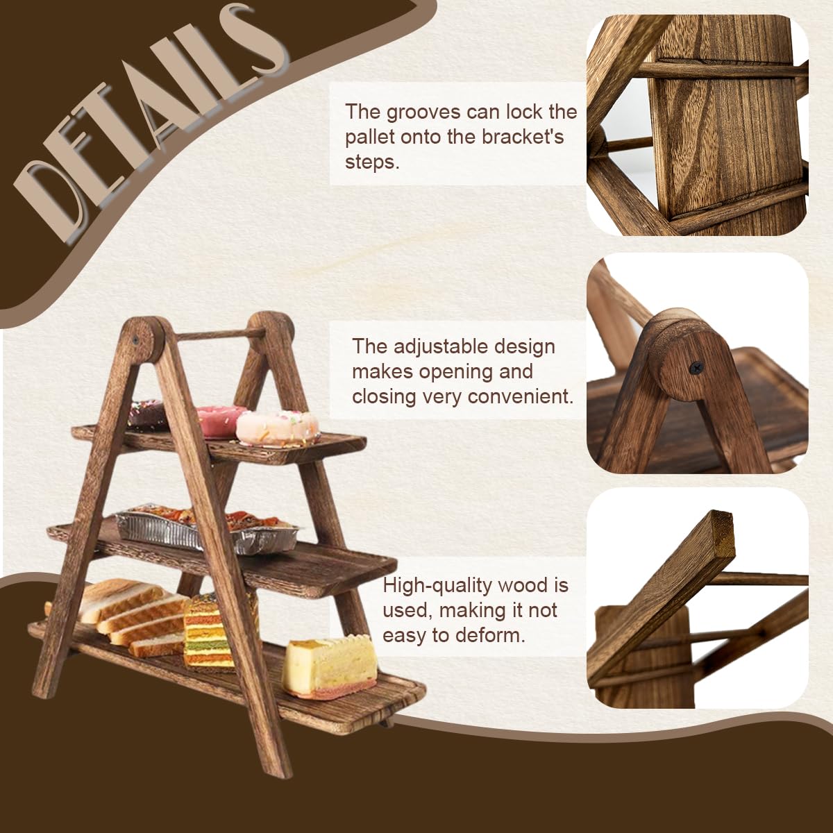Package contains 1 piece 3 tier serving tray