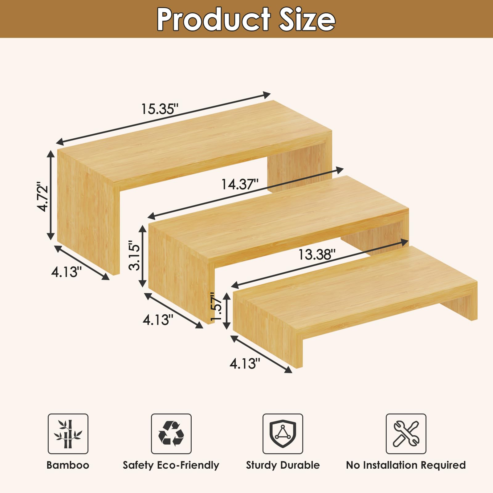 Step design shelf for visible cans and easy access