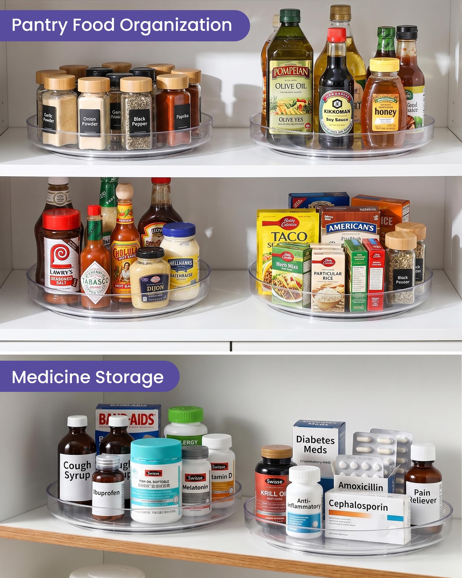 Pantry drinks snacks lazy susan storage