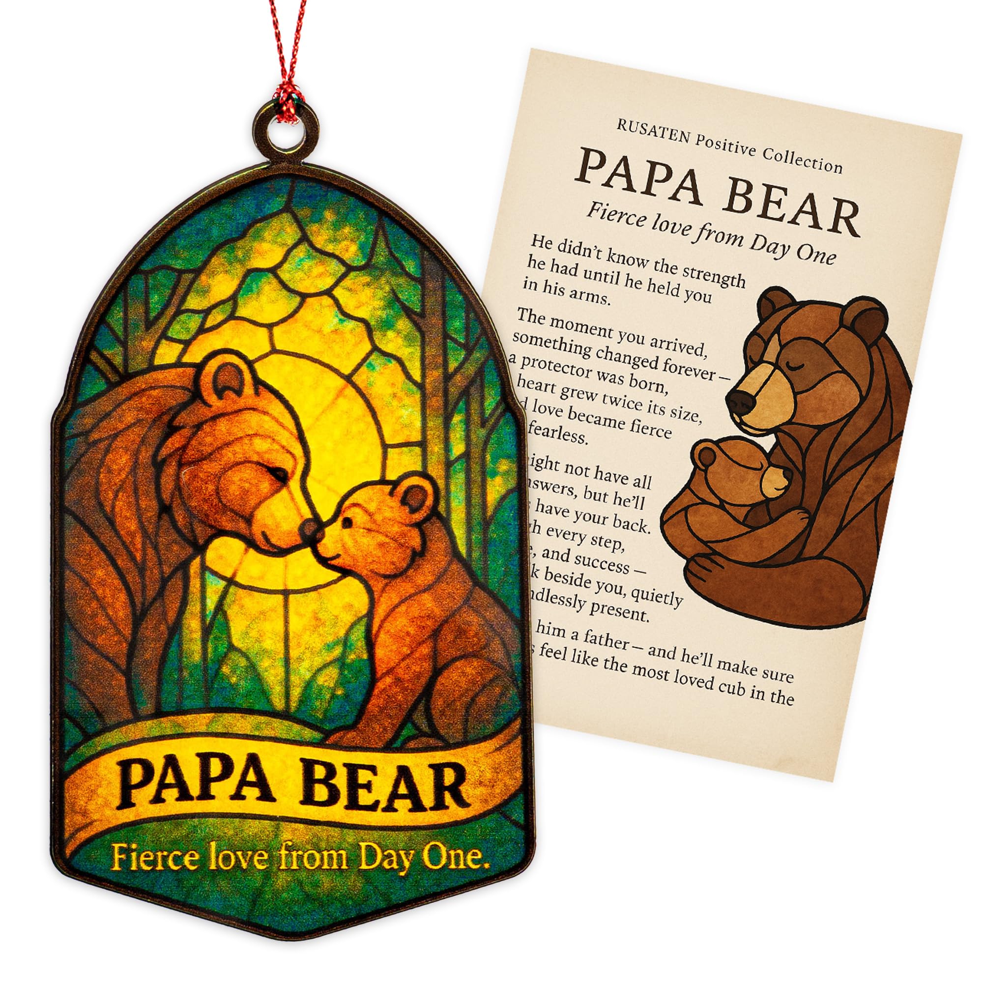 Papa Bear Ornament Dad Appreciation suncatcher window design