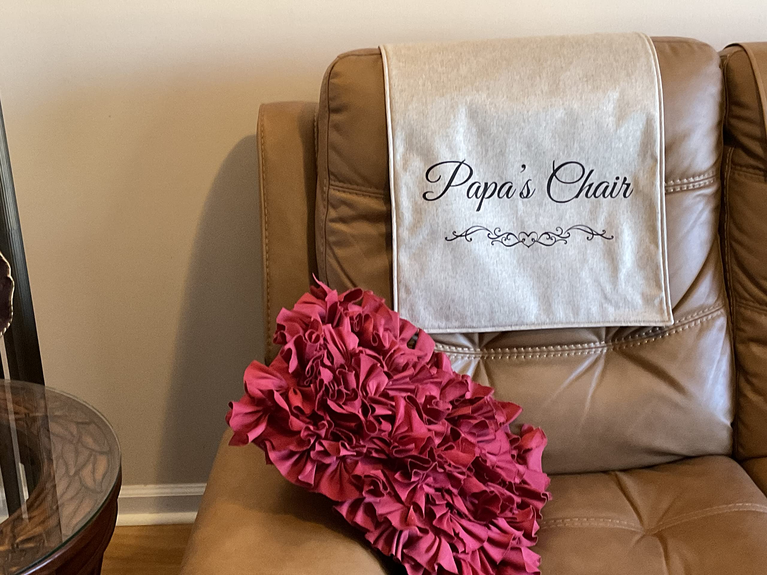 Durable polyester headrest cover protecting dining room chairs by PAPA’s