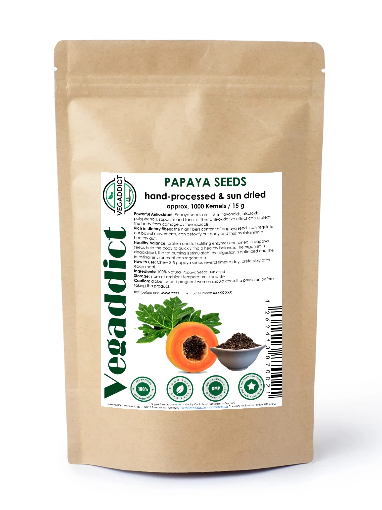 Papaya seeds sun dried vegan gluten free no additives
