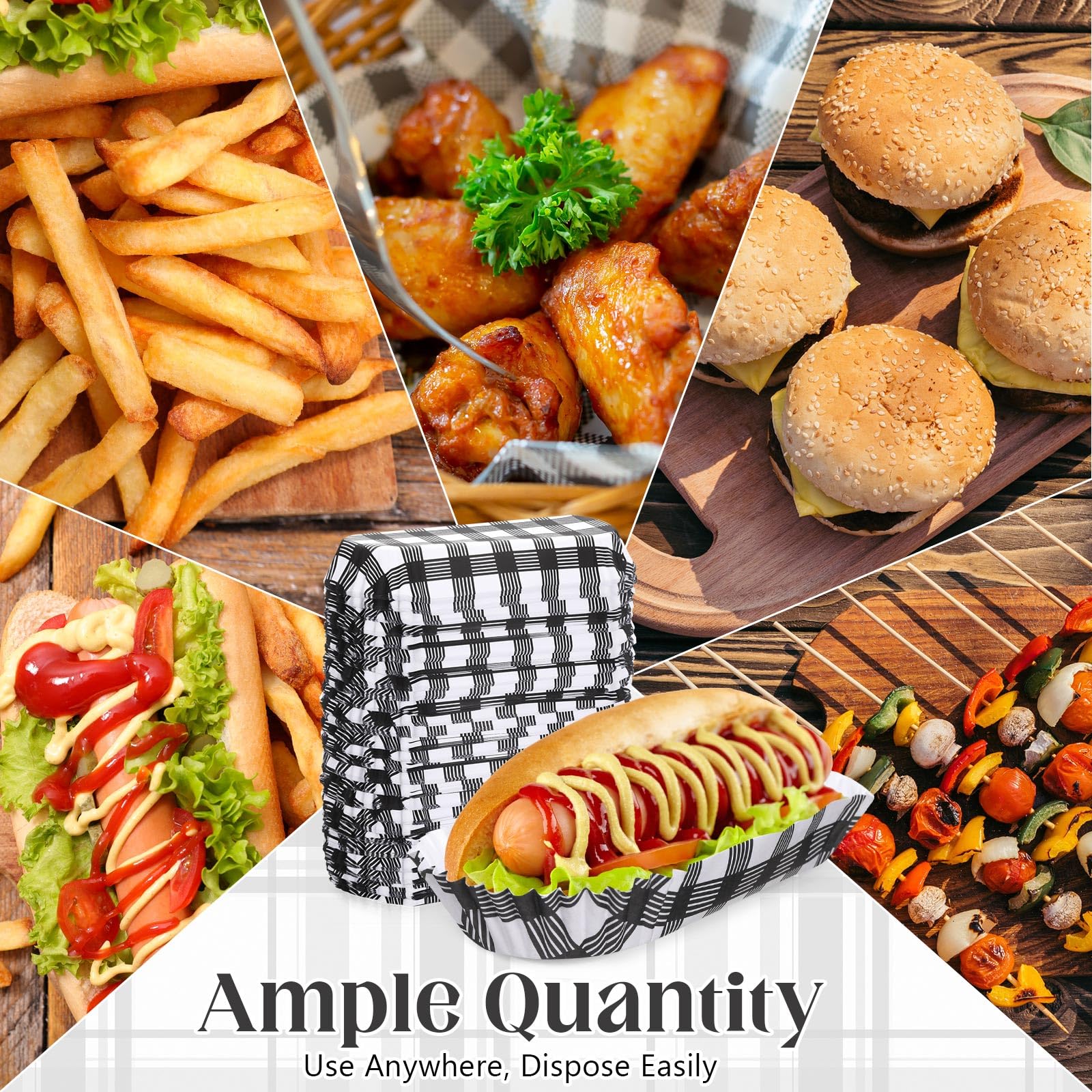 Fluted design black checkered paper trays