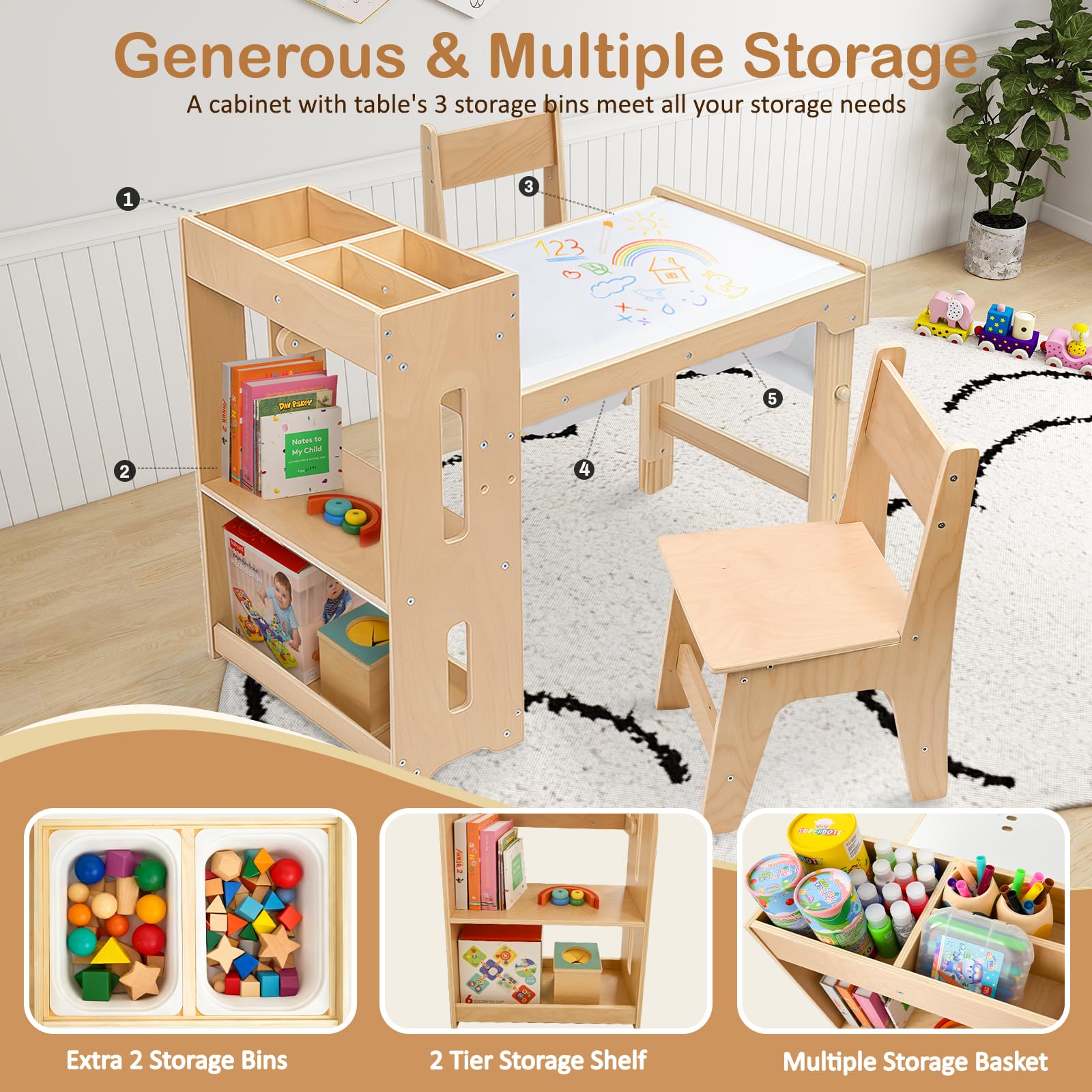 paper roll holder on kids art table