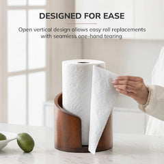 One-handed tear design paper towel holder for easy cleanup